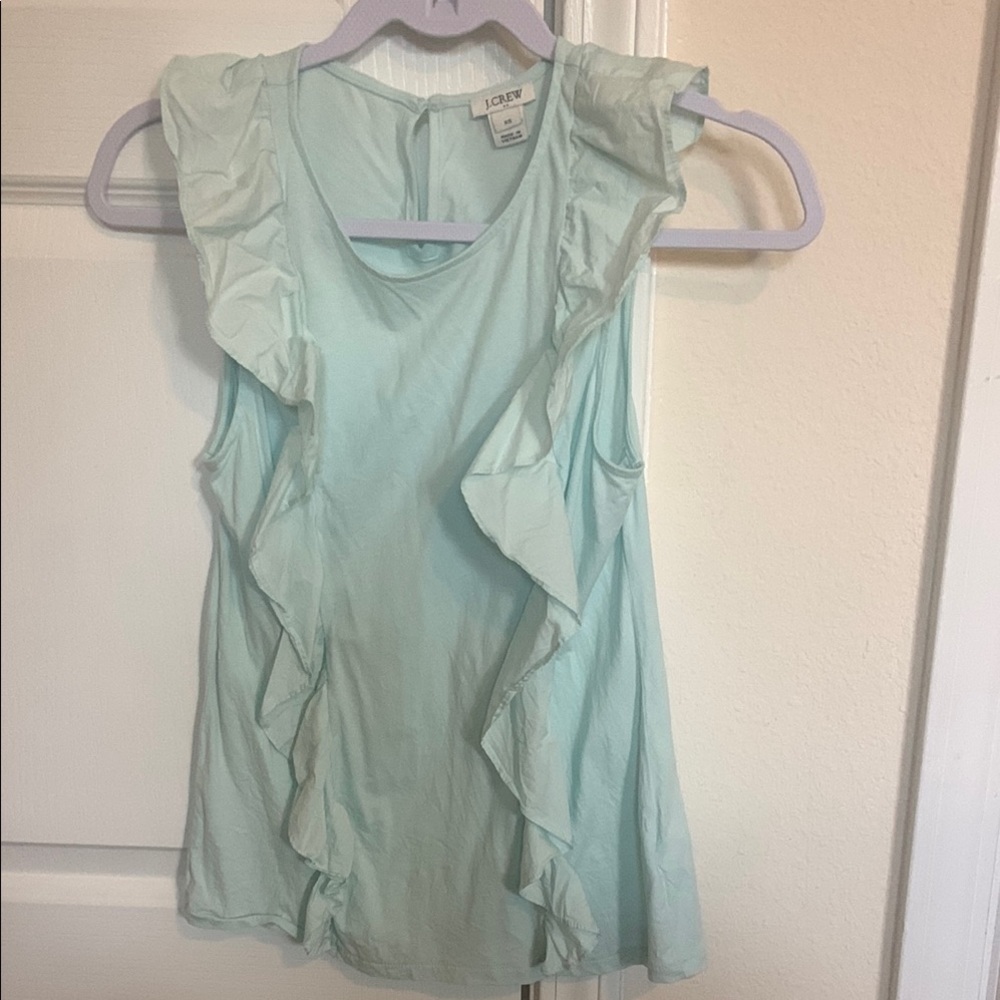 JCrew Blue Ruffled Blouse Sleeveless XS